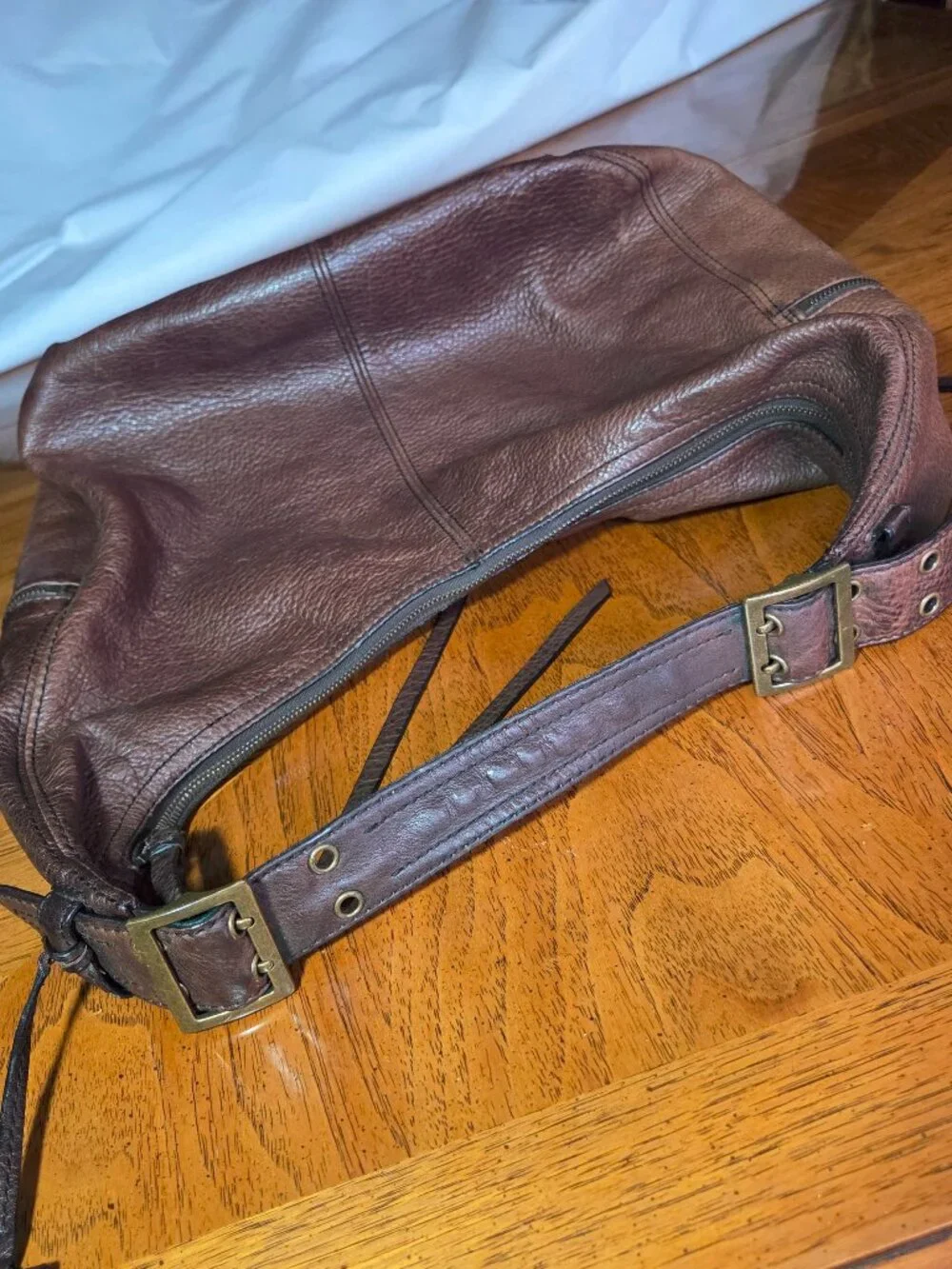 Vintage Banana Republic Hobo Bag Dark Brown Leather With Brass Hardware